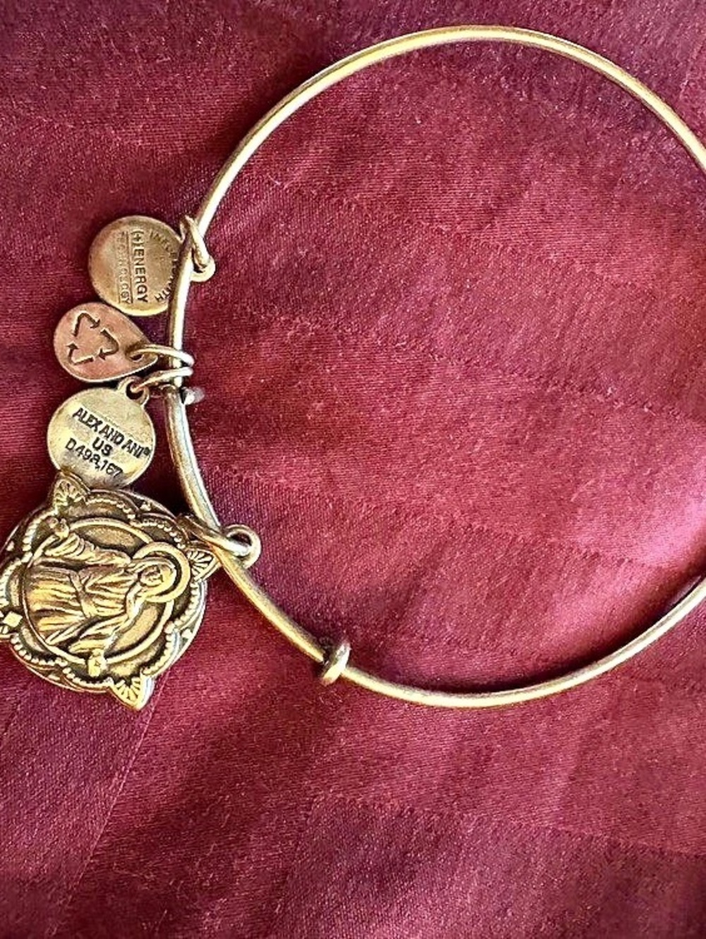 Alex and Ani Jesus Charm Bangle Gold Bracelet